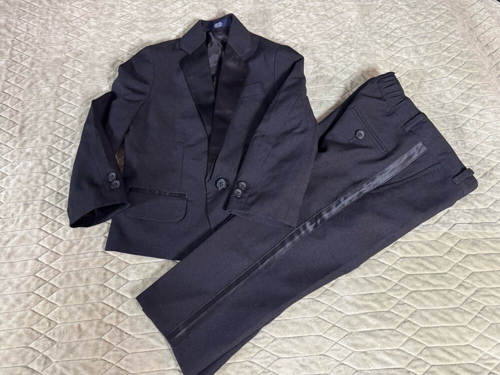 Nautica Boy Tuxedo Suit 3T Formal Wedding Black Bow Tie 4 Pieces